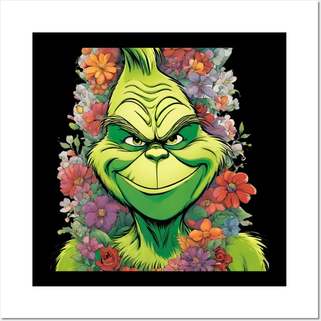 Flowery Grinch Wall Art by blaurensharp00@gmail.com